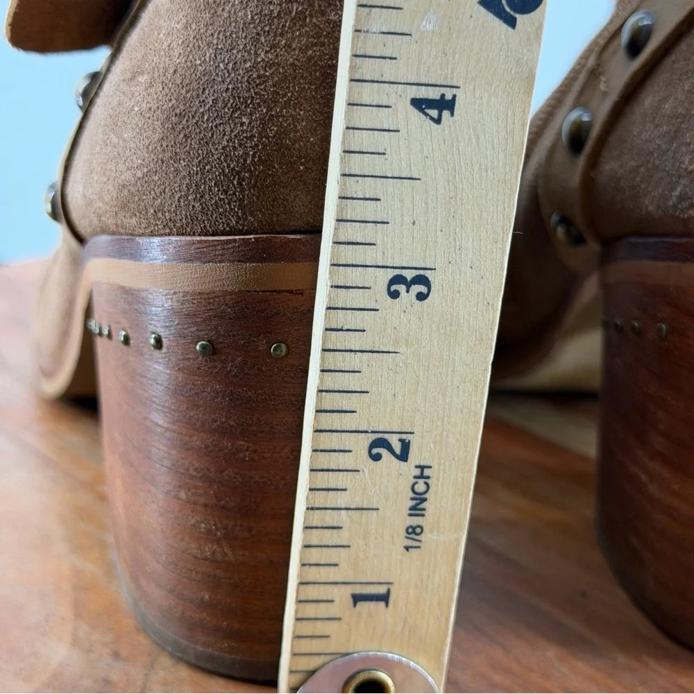 Nicole Shiri‎ Western Style Suede Stud Ankle Boots brown sz 8.5